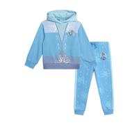 Disney Ensemble pantalon La Reine des Neiges Elsa 2 pièces avec sweat à capuche et pantalon de jogging - Tenue de princesse pour filles et tout-petits, Elsa Bleu clair, 5