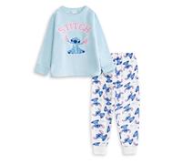 Disney Ensemble Pyjama Bleu Lilo & Stitch pour Filles, Manches Longues et Jambes Longues | Vêtement de Nuit en Polaire avec Motif Stitch | Tenue de Nuit Confortable