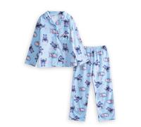 Disney Ensemble Pyjama Bleu Lilo & Stitch pour Filles, Manches Longues et Jambes Longues | Vêtements de Nuit à l'effigie de Lilo et Angel à col boutonné pour Dormir et se détendre