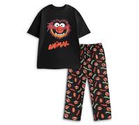Disney Ensemble Pyjama Homme Muppets à Manches Courtes et Jambes Longues | Vêtements de Nuit Noirs et Rouges à Motifs Animaux | Tenue de détente idéale pour la Nuit et la Relaxation