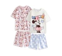 Disney Ensemble Pyjama Minnie Mouse Rose et Bleu à Manches Courtes pour Fille | Lot de 2 Pyjamas Courts | Vêtements d'intérieur à Pois et imprimés Personnages | Produits 18-24 Mois