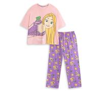 Disney Ensemble Pyjama Rose à Manches Courtes et Jambes Longues Raiponce pour Femme | Vêtements de Nuit imprimés sur Le thème du Film | Confortables et relaxants