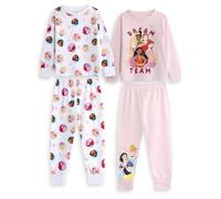 Disney Ensemble Pyjama Rose Princesse pour Filles (Lot de 2) : Manches Longues, Jambes Longues | Motifs et Dessins animés « L'équipe de rêve » | Vêtements de Nuit pour Enfants
