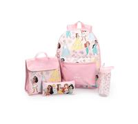 Disney Ensemble sac à dos rose 4 pièces Princesse Cendrillon Belle Ariel | Sac à goûter, trousse et gourde | Articles scolaires pour filles