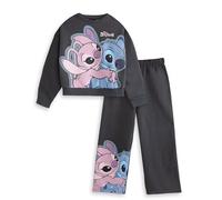 Disney Ensemble sweat-shirt et jogging gris foncé Lilo & Stitch pour enfants | Haut à manches longues et col rond avec imprimé dessin animé | Vêtement d'intérieur confortable pour jouer
