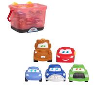Disney et Pixar Cars - Panier de Bain avec 5 Figurines de Bain (Lightning McQueen, Mater, Doc Hudson, Sally et Chick Hicks), Jouets d’Eau Anti-moisissures pour Tout-Petits et Enfants dès 3 Ans