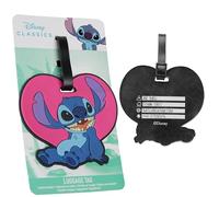 Disney Étiquettes de Bagage, Étiquette d’Identification pour Valise ou Bagage Voyage Avion Train Accessoire Stitch (Bleu/Rose Stitch)