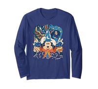 Disney Fantasia Mickey Mouse Sorcerer’s Apprentice Retro Manche Longue, Unisexe pour adultes, Bleu Marine, L