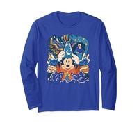 Disney Fantasia Mickey Mouse Sorcerer’s Apprentice Retro Manche Longue, Unisexe pour adultes, Bleu Royal, L