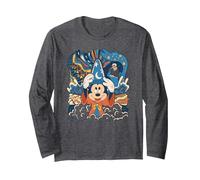 Disney Fantasia Mickey Mouse Sorcerer’s Apprentice Retro Manche Longue, Unisexe pour adultes, Chiné Foncé, L