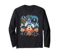 Disney Fantasia Mickey Mouse Sorcerer’s Apprentice Retro Manche Longue, Unisexe pour adultes, Noir, XXL