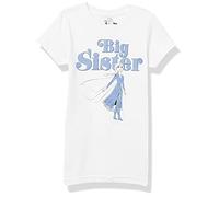 Disney Frozen 2 Big Sister Girl's Solid Crew Tee, White, Medium