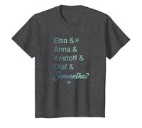 Disney Frozen 2 Character Name Stack & Samantha T-Shirt, Enfant, Chiné Foncé, 12 ans