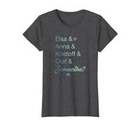 Disney Frozen 2 Character Name Stack & Samantha T-Shirt, Femme, Chiné Foncé, S