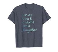 Disney Frozen 2 Character Name Stack & Samantha T-Shirt, Homme, Bleu Chiné, S