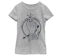 Disney Frozen 2 Deep Thought Olaf Girl's Crew Tee, Athletic Heather, Medium