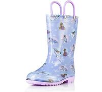 Disney Frozen 2 Girls Anna, Elsa and Olaf Purple PVC Waterproof Licensed Rain Boots Easy-On Handles - Size 11 Little Kid