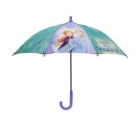 Disney Frozen 2 Parapluie Canne Enfants - Long Petit Parapluie La Reine des Neiges Violet Bleu Coupe Vent Solide - Parapluie Manuel Fillette Anna Elsa Olaf - Fille 3/5 Ans - Diamètre 66 cm - Perletti