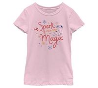 Disney Frozen 2 Spark Your Magic Girl's Solid Crew Tee, Light Pink, Large