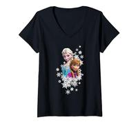 Disney Frozen Anna and Elsa Snowflakes T-Shirt avec Col en V