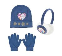 Disney Frozen Bonnet, Gants et Cache-Oreilles pour Filles, Chapeau d'hiver Scintillant pour Enfants, Cadeau pour Filles | Bleu