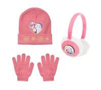 Disney Frozen Bonnet, Gants et Cache-Oreilles pour Filles, Chapeau d'hiver Scintillant pour Enfants, Cadeau pour Filles | Rose