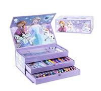 Disney Frozen Coffret de Papeterie: Crayons de Couleur, Feutres, Aquarelles, Pinceau, Éponge, Crayon, Taille-Crayon, Gomme, Crayons de Couleur, Carnet, Trousse, Trousse Scolaire pour Fil