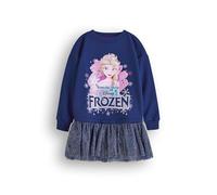 Disney Frozen Filles Pull Robe | Sweat-Shirt Princesse Elsa pour Enfants avec Jupe en Tulle Scintillant en Bleu Marine | Pull Graphique pailleté Tout Une Tenue complète | Film Marchandise Vêtements