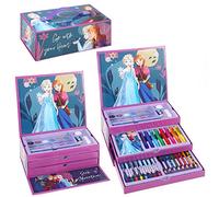 Disney Frozen Frozen Kids 0000563356 Lot de 52 articles de papeterie de coloriage pour enfants avec feutres aquarelles, crayons et crayons de voyage pour enfants, 13,27 g