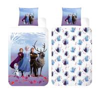 Disney Frozen Juego de Cama Reversible | Funda Nórdica Para Cama Individual 140×200 cm + Funda de Almohada 50×70 cm | Juego de Ropa de Cama Infantil 100% Algodón Suave | Oficial Disney Elsa y Anna