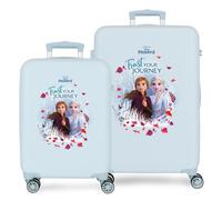 Disney Frozen La Reine des Neiges Trust Your Journey Set de Bagages Bleu 55/64 cms Rigide ABS Serrure à Combinaison 93L 4 Roues Doubles Bagage à Main