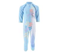 Disney Frozen Maillot de Bain Filles, Maillot de Bain Protection UV, Ensemble de Natation Une Pièce, Elsa T-Shirt et Pantalon de Bain, Tailles 4 a 8 Ans (FR/ES, Âge, 6 Ans, Taille Normale, Bleu)