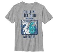 Disney Frozen Olaf Birthday 6 Boy's Crew Tee, Athletic Heather, Medium