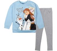 Disney Frozen Princess Anna Elsa Olaf Ensemble sweat-shirt et leggings en polaire pour petites filles Bleu clair/gris 6