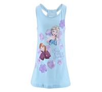 Disney Frozen Robe pour Fille, Robe Manches Courtes Coton Doux Motif Elsa et Anna, Taille 4 Ans | Bleu