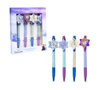 Disney Frozen Stylos, Lot de 4 Stylos, Encre Noire, Elsa Anna et Olaf Motif 3D