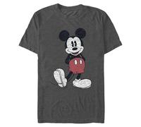 Disney Full Size Mickey Mouse Distressed Look T-Shirt, Gris Anthracite chiné, L Homme