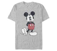 Disney Full Size Mickey Mouse Distressed Look T-Shirt, Gris, M Homme
