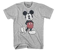 Disney Full Size Mickey Mouse Distressed Look T-Shirt, Gris, XX-Large Homme