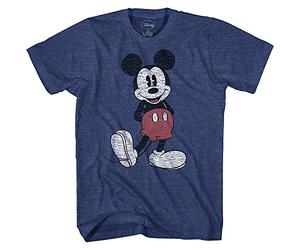 Disney Full Size Mickey Mouse Distressed Look T-Shirt, Navy Heather, S Homme