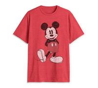Disney Full Size Mickey Mouse Distressed Look T-Shirt, Rouge chiné, XXL Homme