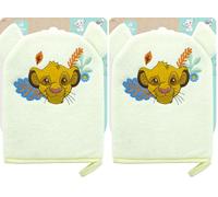 Disney - Gant De Toilette Bébé Simba -Toilette Enfant Douce - Nettoyage Peau, Visage, Corps - Gant Lavant Brodé - Le Roi Lion - Cadeau Naissance - Lavable, Réutilisable - Produit Officiel (Lot de 2)