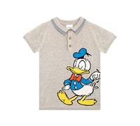 Disney Garçon Donald Duck Polo Shirt Top en Tricot à Manches Courtes pour Enfants Gris 7-8 Ans