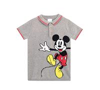 Disney Garçon Mickey Mouse Polo Shirt Top en Tricot à Manches Courtes pour Enfants Gris 7-8 Ans