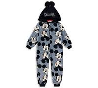 Disney Garçons HU2141 Mickey Mouse Pyjama Une pièce en Polaire Corail à Capuche/Grenouillère Gris 8 Ans / 128 cm
