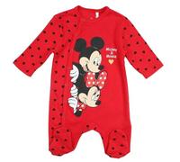 Disney Grenouillère Bébé Mickey - Pyjama Douillet et Chaud avec imprimé Mickey Mouse - Taille 6 Mois - Rouge