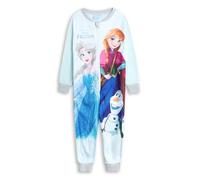 Disney Grenouillère Bleu Clair La Reine des Neiges pour Fille | Pyjama en Micropolaire zippé avec Elsa, Anna et Olaf | Tenue de Nuit Confortable pour Le Soir | Pyjama Enfant pour la Maison