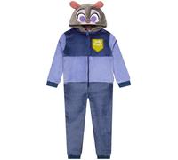 Disney Grenouillere Enfant avec Oreilles 3D, Pyjama Combinaison Enfant Zootopie, Surpyjama Fille Judy Hopps, Bleu 6-7 Ans
