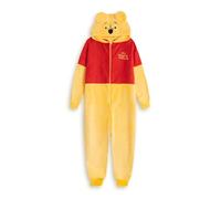 Disney Grenouillère zippée Winnie l'ourson Jaune et Rouge pour Femme | Tenue d'intérieur à Capuche et Manches Longues en Polaire Douillette | Pyjama Dessin animé