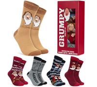 Disney Grincheux Chaussettes Homme et Ado, Lot 5 Paires Chaussette Mi Mollet, Grumpy Blanche Neige, Idée Cadeau Originale (41/46 EU, Rouge Grumpy)